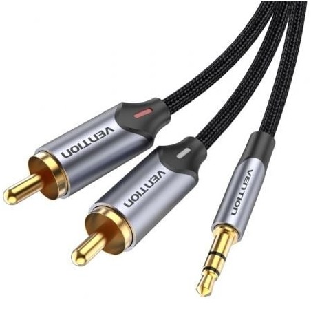 Cable Audio Vention BCNBK- 2x RCA Macho - Jack 3.5 Macho- 8m- Gris
