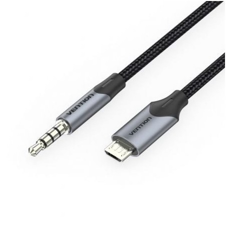 Cable Audio Vention BDGBG- MicroUSB Macho - Jack 3.5 Macho- 1.5m- Negro