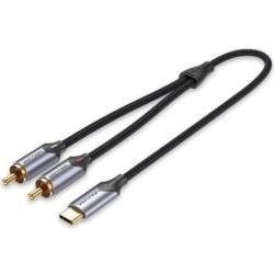 Cable Conversor Vention BGUHG- 2x RCA Macho - USB Tipo-C Macho- 1.5m- Gris