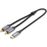 Cable Conversor Vention BGUHG- 2x RCA Macho - USB Tipo-C Macho- 1.5m- Gris