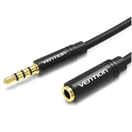 Cable Estéreo Vention BHBBG- Jack 3.5 Macho - Jack 3.5 Hembra- 1.5m- Negro