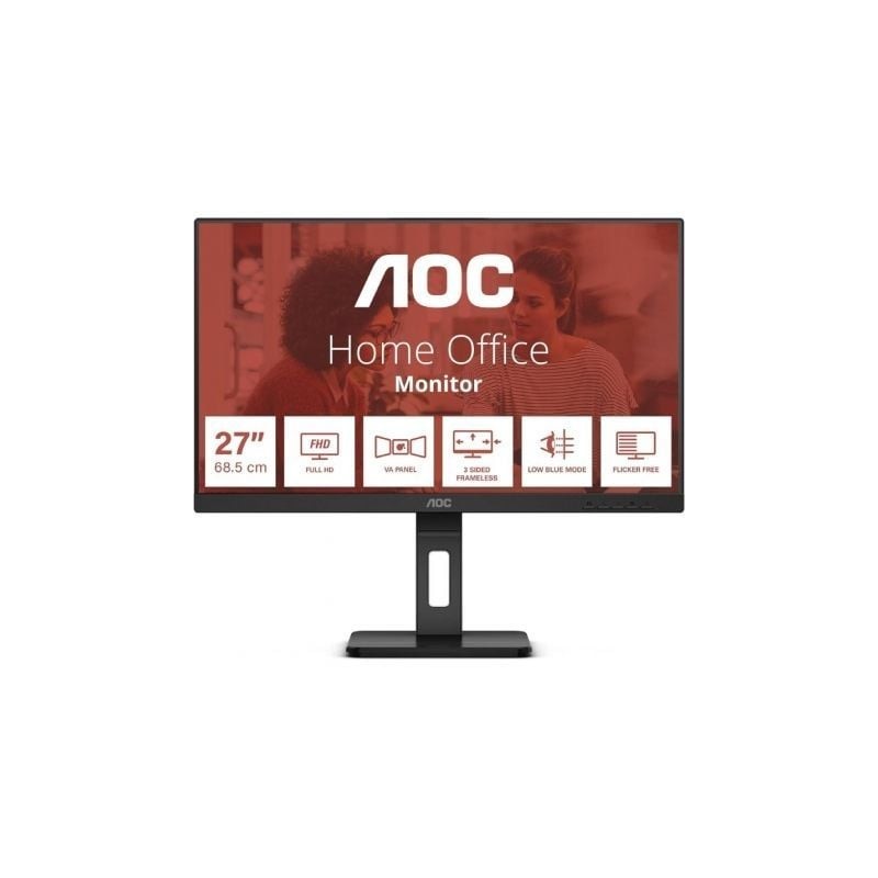 Monitor Profesional AOC 27E3QAF 27'- Full HD- Multimedia- Regulable en altura- Negro
