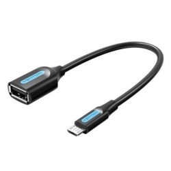 Cable USB 2.0 Vention CCUBB- MicroUSB Macho - USB Hembra- 480Mbps- 15cm- Negro