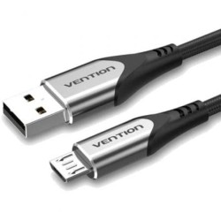 Cable USB 2.0 Vention COAHC- USB Macho - MicroUSB Macho- Hasta 60W- 480Mbps- 25cm- Gris