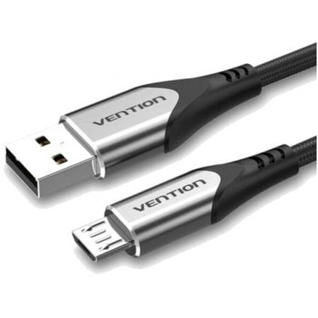 Cable USB 2.0 Vention COAHD- USB Macho - MicroUSB Macho- Hasta 60W- 480Mbps- 50cm- Gris