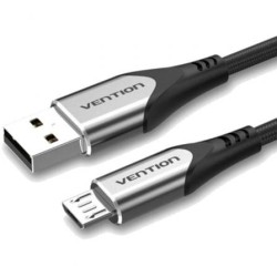 Cable USB 2.0 Vention COAHF- USB Macho - MicroUSB Macho- Hasta 60W- 480Mbps- 1m- Gris