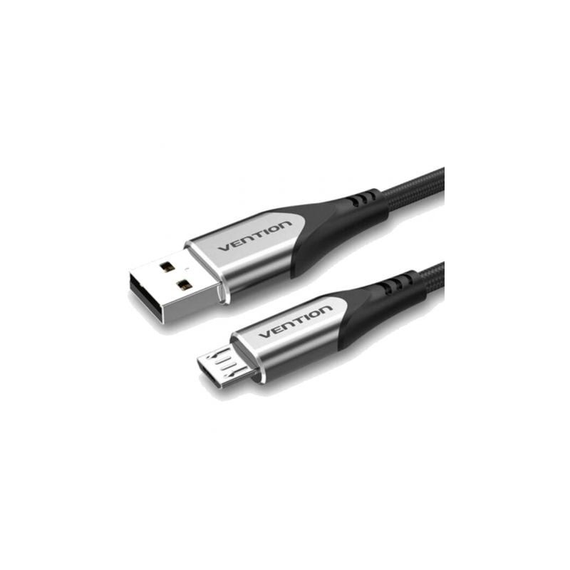 Cable USB 2.0 Vention COAHF- USB Macho - MicroUSB Macho- Hasta 60W- 480Mbps- 1m- Gris