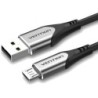 Cable USB 2.0 Vention COAHF- USB Macho - MicroUSB Macho- Hasta 60W- 480Mbps- 1m- Gris