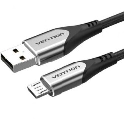 Cable USB 2.0 Vention COAHG- USB Macho - MicroUSB Macho- Hasta 60W- 480Mbps- 1.5m- Gris