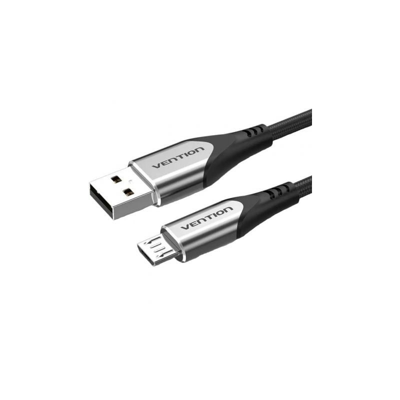 Cable USB 2.0 Vention COAHG- USB Macho - MicroUSB Macho- Hasta 60W- 480Mbps- 1.5m- Gris