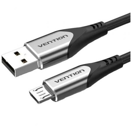 Cable USB 2.0 Vention COAHG- USB Macho - MicroUSB Macho- Hasta 60W- 480Mbps- 1.5m- Gris
