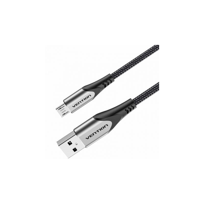 Cable USB 2.0 Vention COAHH- microUSB Macho - USB Macho- Hasta 60W- 480Mbps- 2m- Gris