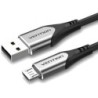 Cable USB 2.0 Vention COAHI- USB Macho - MicroUSB Macho- Hasta 60W- 480Mbps- 3m- Gris