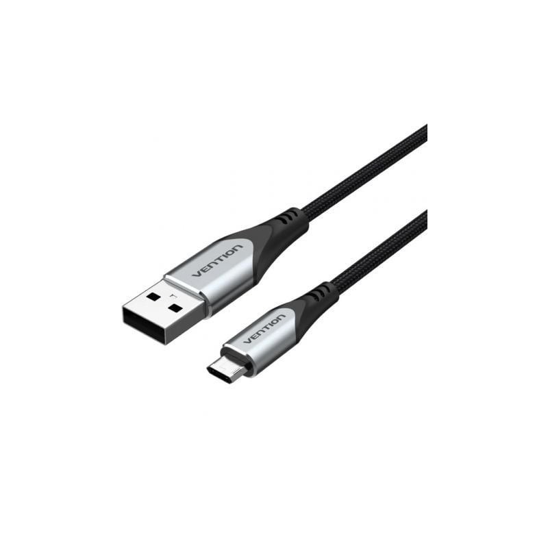 Cable USB 2.0 Vention COCHH- microUSB Macho - USB Macho- 480Mbps- 2m- Gris