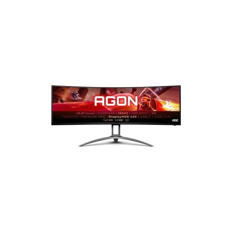 Monitor Gaming Ultrapanorámico Curvo AOC Agon AG493UCX2 48.8'- Dual QHD- 1ms- 165Hz- VA- Multimedia- Negro