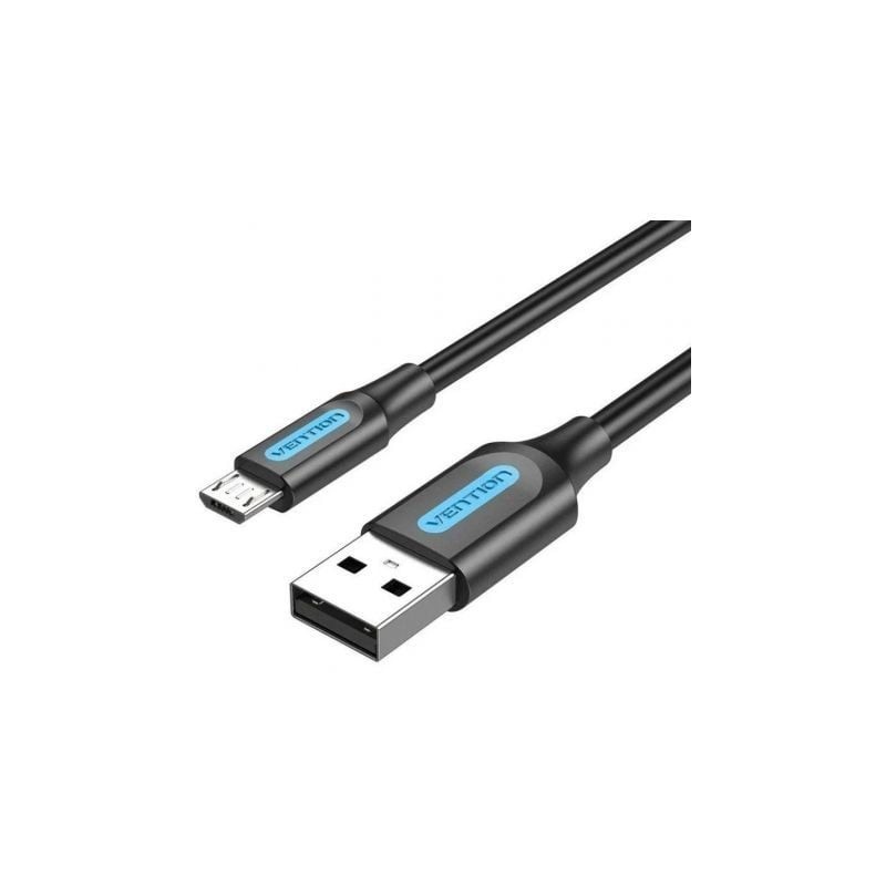 Cable USB 2.0 Vention COLBC- USB Macho - MicroUSB Macho- Hasta 60W- 480Mbps- 25cm- Negro