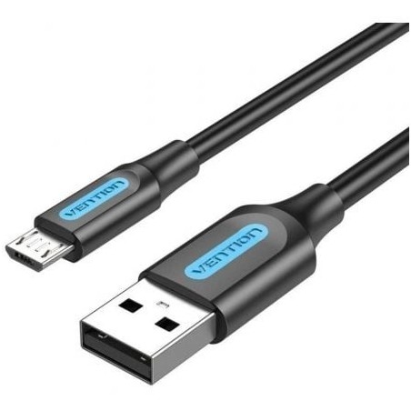 Cable USB 2.0 Vention COLBF- USB Macho - MicroUSB Macho- Hasta 60W- 480Mbps- 1m- Negro