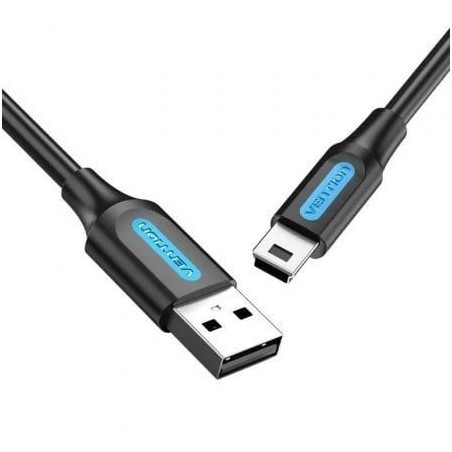 Cable USB 2.0 Vention COMBD- USB Macho - MiniUSB Macho- Hasta 10W- 480Mbps- 50cm- Negro