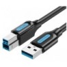 Cable USB 3.0 Vention COOBI- USB Tipo-B Macho - USB Macho- 5Gbps- 3m- Negro