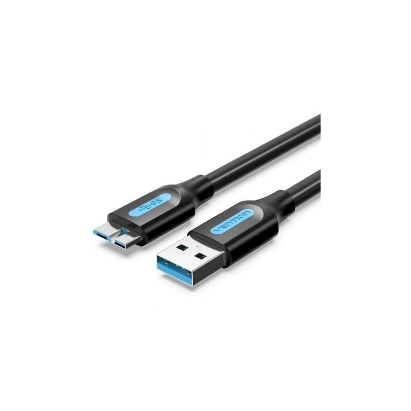 Cable USB 3.0 Vention COPBC- USB Macho - MicroUSB Macho- Hasta 10W- 5Gbps- 25cm- Negro