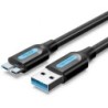 Cable USB 3.0 Vention COPBF- USB Macho - MicroUSB Macho- Hasta 10W- 5Gbps- 1m- Negro