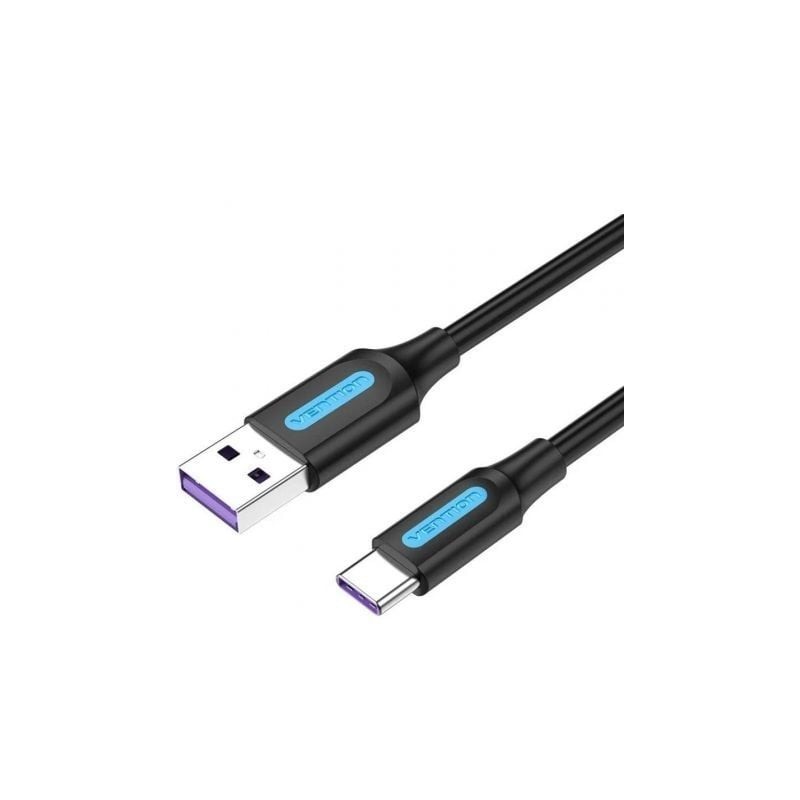 Cable USB 2.0 Tipo-C Vention CORBI- USB Macho - USB Tipo-C Macho- Hasta 100W- 480Mbps- 3m- Negro
