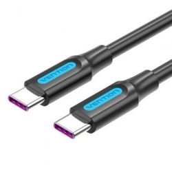 Cable USB 2.0 Tipo-C Vention COTBD- USB Tipo-C Macho - USB Tipo-C Macho- Hasta 100W- 480Mbps- 50cm- Negro