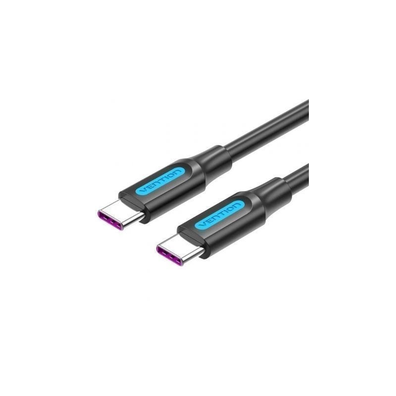 Cable USB 2.0 Tipo-C Vention COTBD- USB Tipo-C Macho - USB Tipo-C Macho- Hasta 100W- 480Mbps- 50cm- Negro