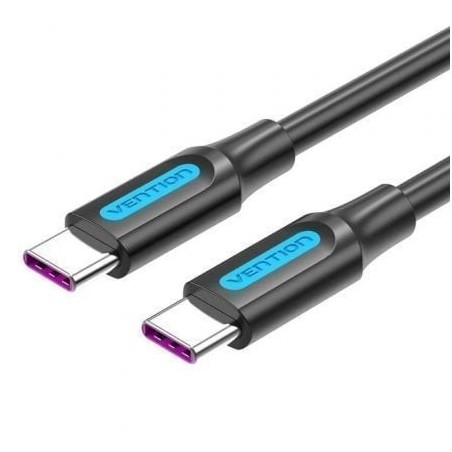Cable USB 2.0 Tipo-C Vention COTBD- USB Tipo-C Macho - USB Tipo-C Macho- Hasta 100W- 480Mbps- 50cm- Negro