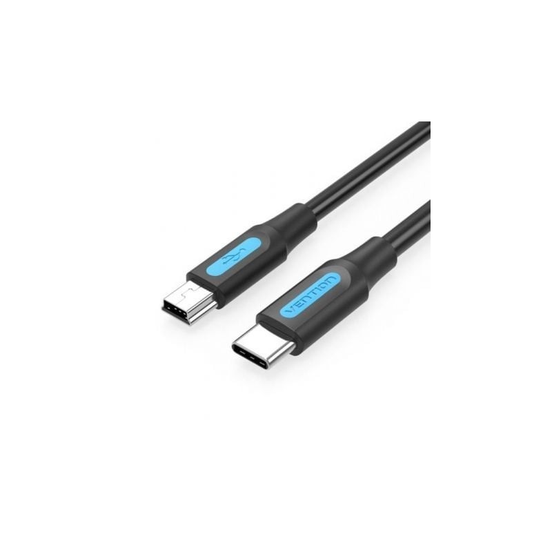 Cable USB 2.0 Tipo-C Vention COWBD- USB Tipo-C Macho - MiniUSB Macho- Hasta 10W- 480Mbps- 50cm- Negro