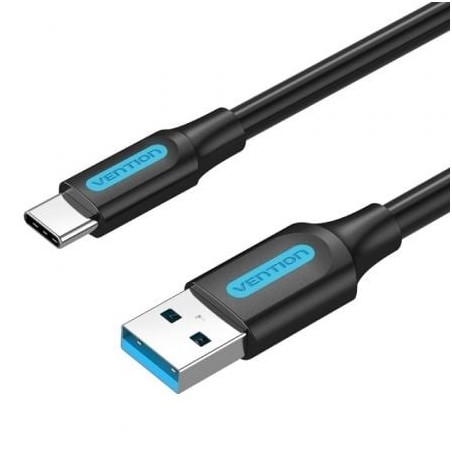 Cable USB 3.0 Tipo-C Vention COZBC- USB Macho - USB Tipo-C Macho- Hasta 60W- 5Gbps- 25cm- Negro