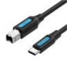 Cable USB 2.0 Tipo-C Vention CQUBH- USB Tipo-B Macho - USB Tipo-C Macho- 480Mbps- 2m- Negro