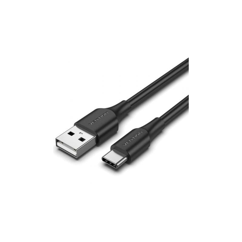 Cable USB 2.0 Tipo-C Vention CTHBC- USB Tipo-C Macho - USB Macho- Hasta 60W- 480Mbps- 25cm- Negro