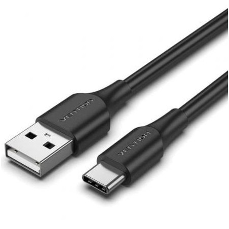Cable USB 2.0 Tipo-C Vention CTHBC- USB Tipo-C Macho - USB Macho- Hasta 60W- 480Mbps- 25cm- Negro