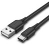 Cable USB 2.0 Tipo-C Vention CTHBC- USB Tipo-C Macho - USB Macho- Hasta 60W- 480Mbps- 25cm- Negro