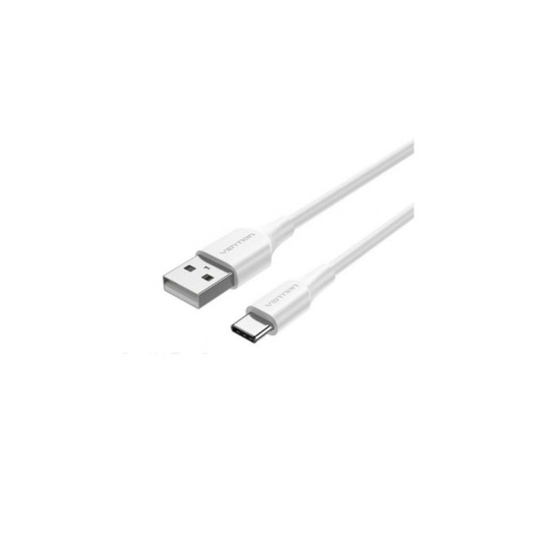 Cable USB 2.0 Tipo-C Vention CTHWF- USB Tipo-C Macho - USB Macho- Hasta 60W- 480Mbps- 1m- Blanco