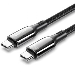 Cable USB 2.0 Tipo-C 5A 100W Vention CTKBAV- USB Tipo-C Macho - USB Tipo-C Macho- Hasta 100W- 480Mbps- 1.2m- Negro