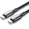 Cable USB 2.0 Tipo-C 5A 100W Vention CTKBAV- USB Tipo-C Macho - USB Tipo-C Macho- Hasta 100W- 480Mbps- 1.2m- Negro