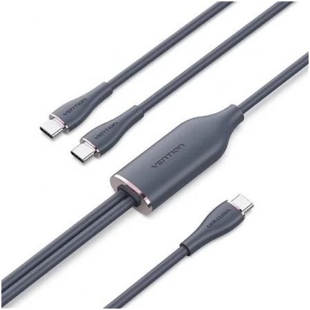 Cable USB 2.0 Tipo-C Vention CTMBG- USB Tipo-C Macho - 2 x USB Tipo-C Macho- Hasta 100W- 480Mbps- 1.5m- Negro