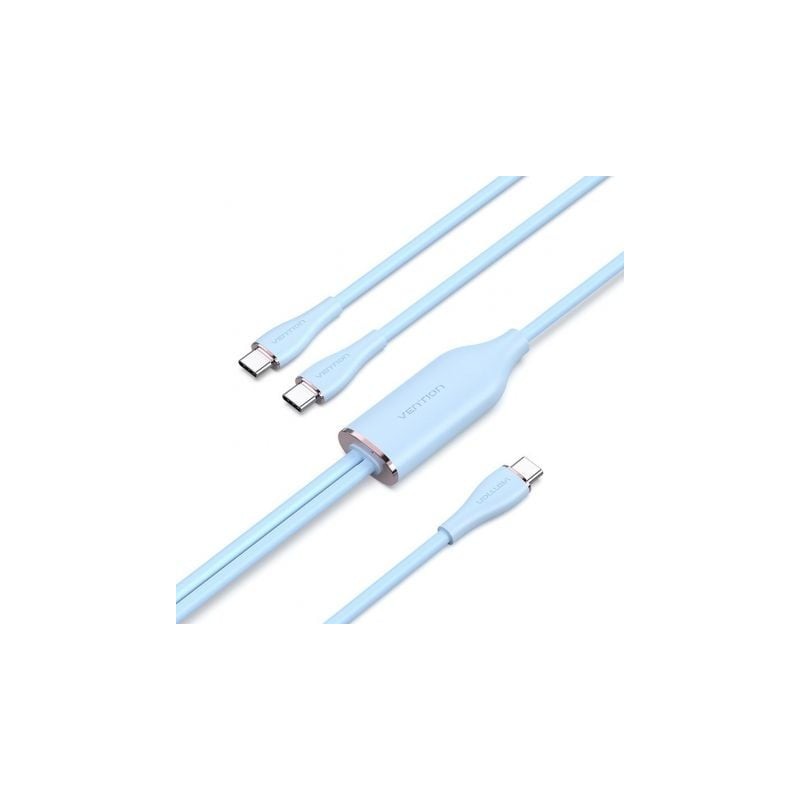 Cable USB Tipo-C Vention CTMSG- USB Tipo-C Macho - 2 x USB Tipo-C Macho- Hasta 100W- 480Mbps- 1.5m- Azul