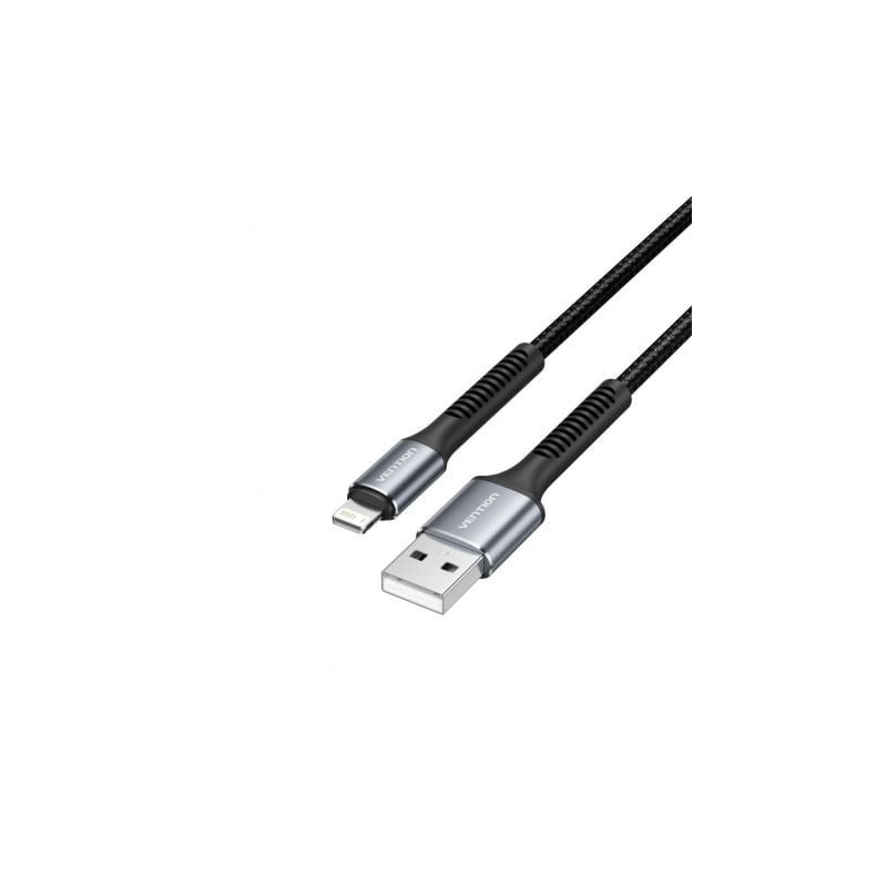 Cable USB 2.0 Lightning Vention H14BF- Lightning Macho - USB Macho- 10W- 480Mbps- 1m- Negro