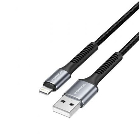 Cable USB 2.0 Lightning Vention H14BF- Lightning Macho - USB Macho- 10W- 480Mbps- 1m- Negro