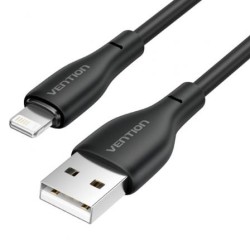 Cable USB 2.0 Lightning Vention H26BF- Lightning Macho - USB Macho- 10W- 480Mbps- 1m- Negro