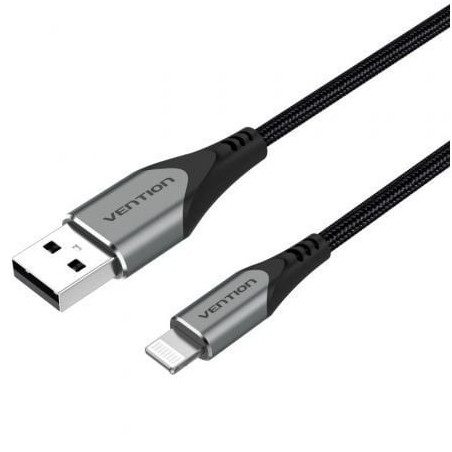 Cable USB 2.0 Lightning Vention LABHD- USB Macho - Lightning Macho- Hasta 12W- 480Mbps- 50cm- Gris