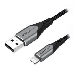 Cable USB 2.0 Lightning Vention LABHF- USB Macho - Lightning Macho- Hasta 12W- 480Mbps- 1m- Gris