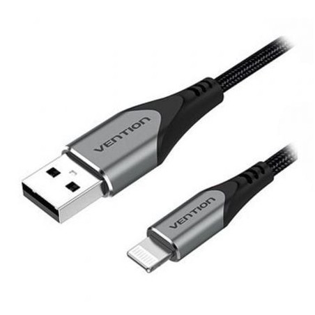 Cable USB 2.0 Lightning Vention LABHF- USB Macho - Lightning Macho- Hasta 12W- 480Mbps- 1m- Gris
