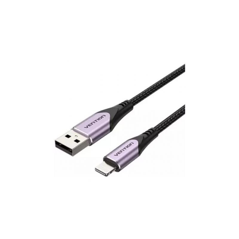 Cable USB 2.0 Lightning Vention LABVF- USB Macho - Lightning Macho- Hasta 12W- 480Mbps- 1m- Morado