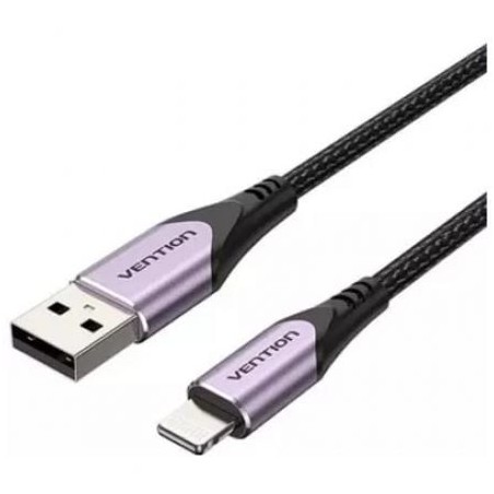Cable USB 2.0 Lightning Vention LABVF- USB Macho - Lightning Macho- Hasta 12W- 480Mbps- 1m- Morado