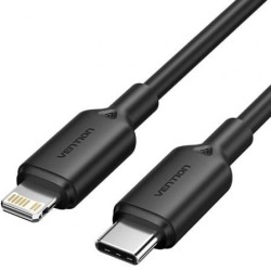 Cable USB 2.0 Tipo-C Lightning Vention LAKBH- USB Tipo-C Macho - Lightning Macho- Hasta 27W- 480Mbps- 2m- Negro