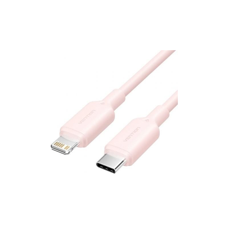Cable USB 2.0 Tipo-C Lightning Vention LAKPH- USB Tipo-C Macho - Lightning Macho- Hasta 27W- 480Mbps- 2m- Rosa